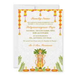 Small Sri Satyanarayan Pooja Invitation Invitations Front View