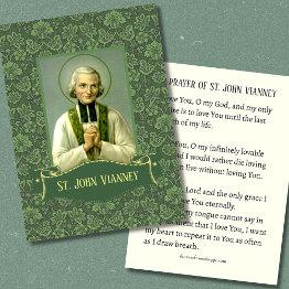 Small St. John Vianney Priest Prayer Invitations Front View