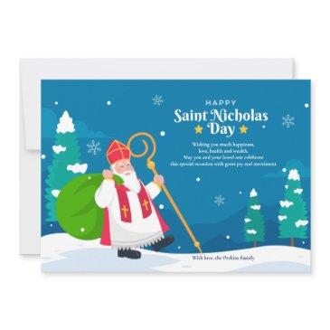st. nicholas in snow greeting invitations