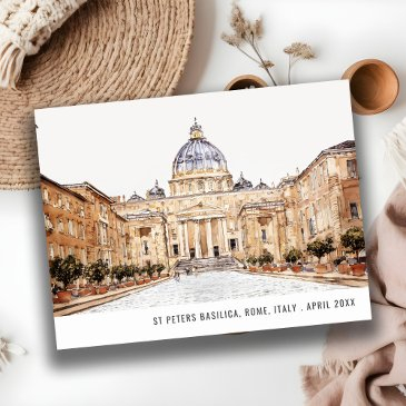 st peters basilica rome italy watercolor travel postinvitations