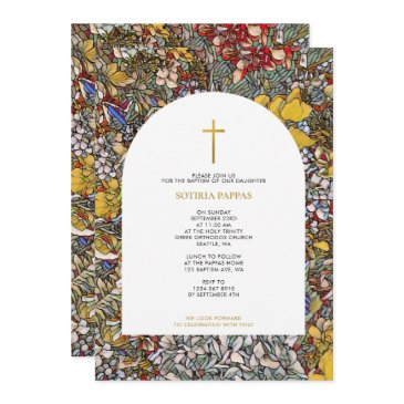 stained glass greek orthodox christening baptism invitation