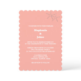 Small Starfish Beach Salmon Orange Destination Wedding Invitation Front View