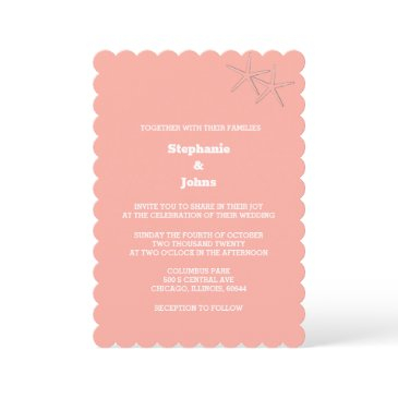 starfish beach salmon orange destination wedding invitation
