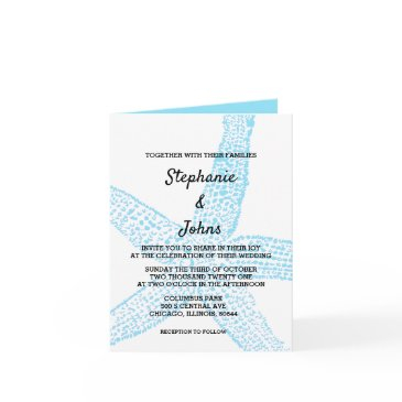 starfish nautical blue white beach cool wedding invitation