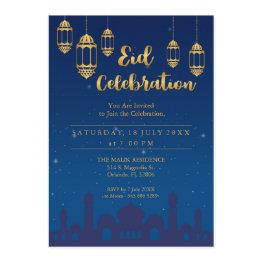 Small Starry Night Eid Mubarak Party Invitation Front View