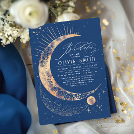 Small Starry Night Moon Mystical Celestial Bridal Shower Invitation Front View