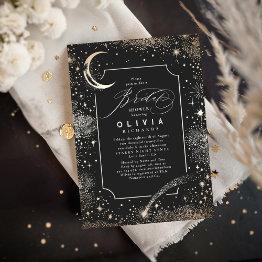 Small Starry Night Moon Mystical Celestial Bridal Shower Invitation Front View