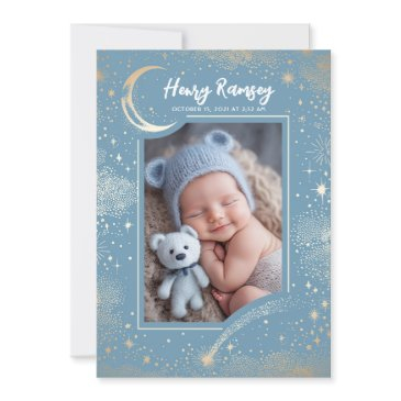 stars celestial cute blue newborn photos birth announcement
