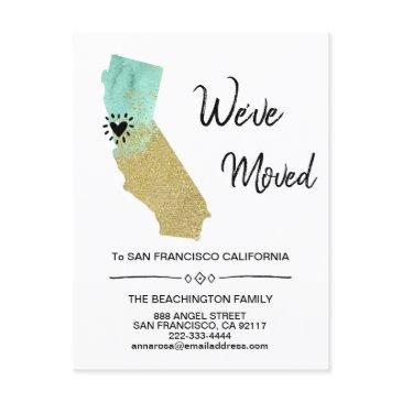 *~* state california glitter mint moving announcement postinvitations