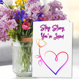 Small Stay Strong You’re Loved Minimalist Get Well Invitations Front View