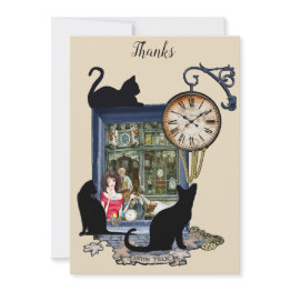 Small Steampunk-clock Shop In Old Amsterdam Thank You Invitations Front View
