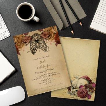steampunk gothic science fiction floral birthday invitation