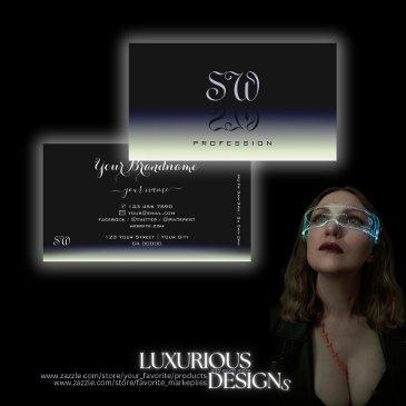 steel blue black white gradient shadow monogram business invitations