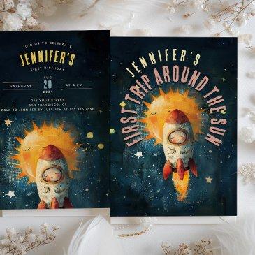 stellar celebration: first orbit birthday invitation