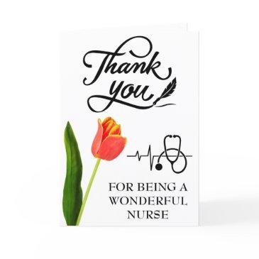 stethoscope and orange tulip nurse thank you invitations