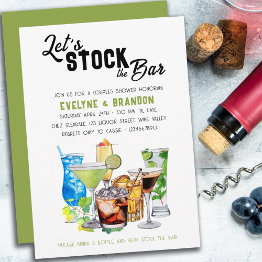 Small Stock The Bar Alocholic Drinks Couples Shower Invitation Front View