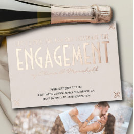 Small Stock The Bar Engagement Party Luxury Rose Gold Foil Invitation Front View