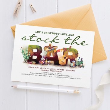 stock the bar taco fiesta party invitations