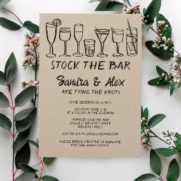 Small Stock The Bar Whimsical Cocktail Drinks Engagement Invitation Front View