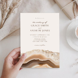 Small Stone Agate Marble Wedding Invitation Front View