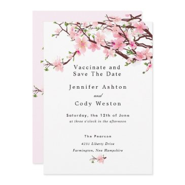 stop quarantine vaccinate cherry blossom wedding save the date
