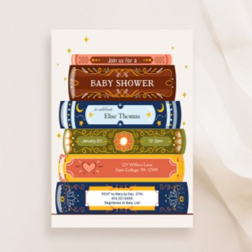 story book library the next chapter baby shower invitation