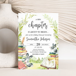 Small Storybook New Chapter Baby Shower Invitation Front View