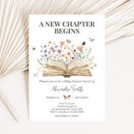Small Storybook New Chapter Begins Baby Shower Invitation Front View
