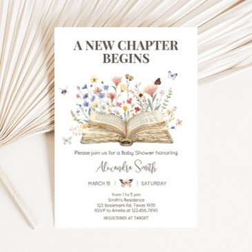 storybook new chapter begins baby shower invitation