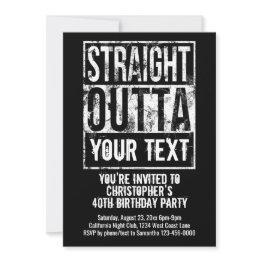 Small Straight Outta Custom Birthday Party Invitation Front View