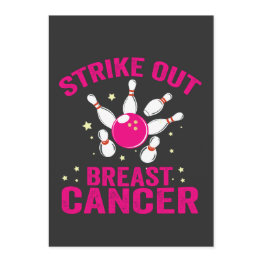Small Strike Out Breast Cancer Funny Bowling Sport Gift Invitation Front View