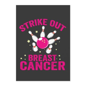 strike out breast cancer funny bowling sport gift invitation