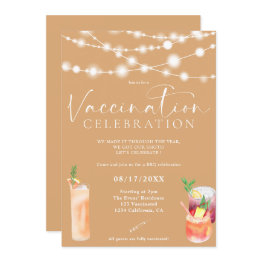Small String Lights Cocktails Vaccination Celebration Invitation Front View