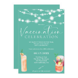Small String Lights Cocktails Vaccination Celebration Invitation Front View