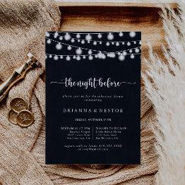 Small String Lights Night Before Rehearsal Dinner Invitation Front View