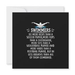 Small Strong Swimmer Swim Swimming Gifts For Men Women Invitation Front View