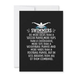 Small Strong Swimmer Swim Swimming Gifts For Men Women Invitation Front View