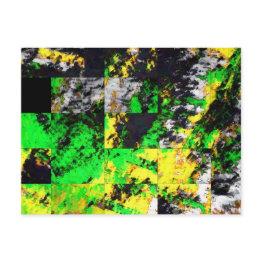 Small Stunning Green Yellow Abstract Fine Artwork Postinvitations Front View