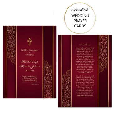 stunning maroon gold catholic wedding prayer invitations