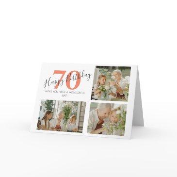 stylish any age birthday 3 photo collage invitations