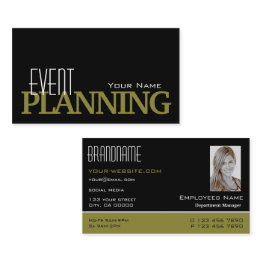 Small Stylish Black And Olive With Photo Professional Business Invitations Front View