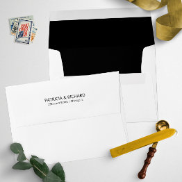 Small Stylish Black And White Wedding Invitation Envelope Front View