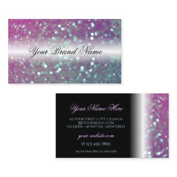 stylish black pink teal sparkling glitter modern business invitations