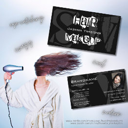 Small Stylish Black White Gray With Photo And Monogram Business Invitations Front View