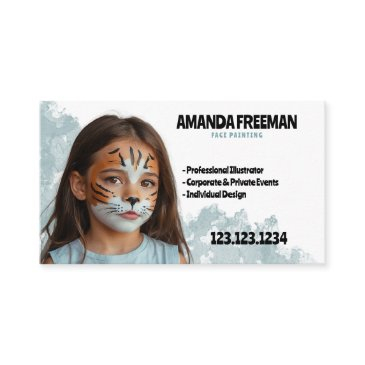 stylish blue and white artist face painting business invitations