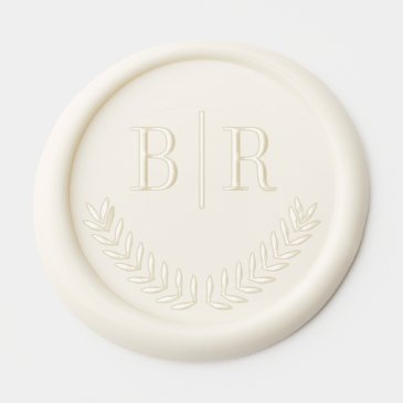 stylish botanical laurel leaf wreath art monogram wax seal sticker