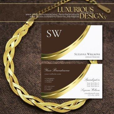 stylish brown and white gold decor with monogram business invitations