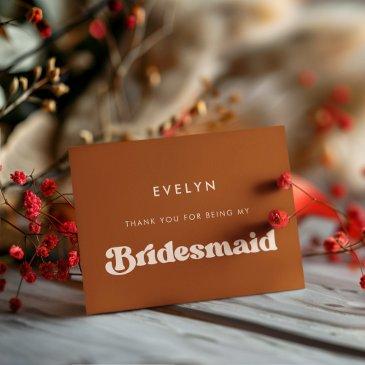 stylish burnt orange bridesmaid thank you invitations