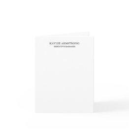 Small Stylish Classical Plain Simple White Professional Note Invitations Front View