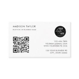 Small Stylish Custom Company Logo Qr Code Minimalist Business Invitations Front View